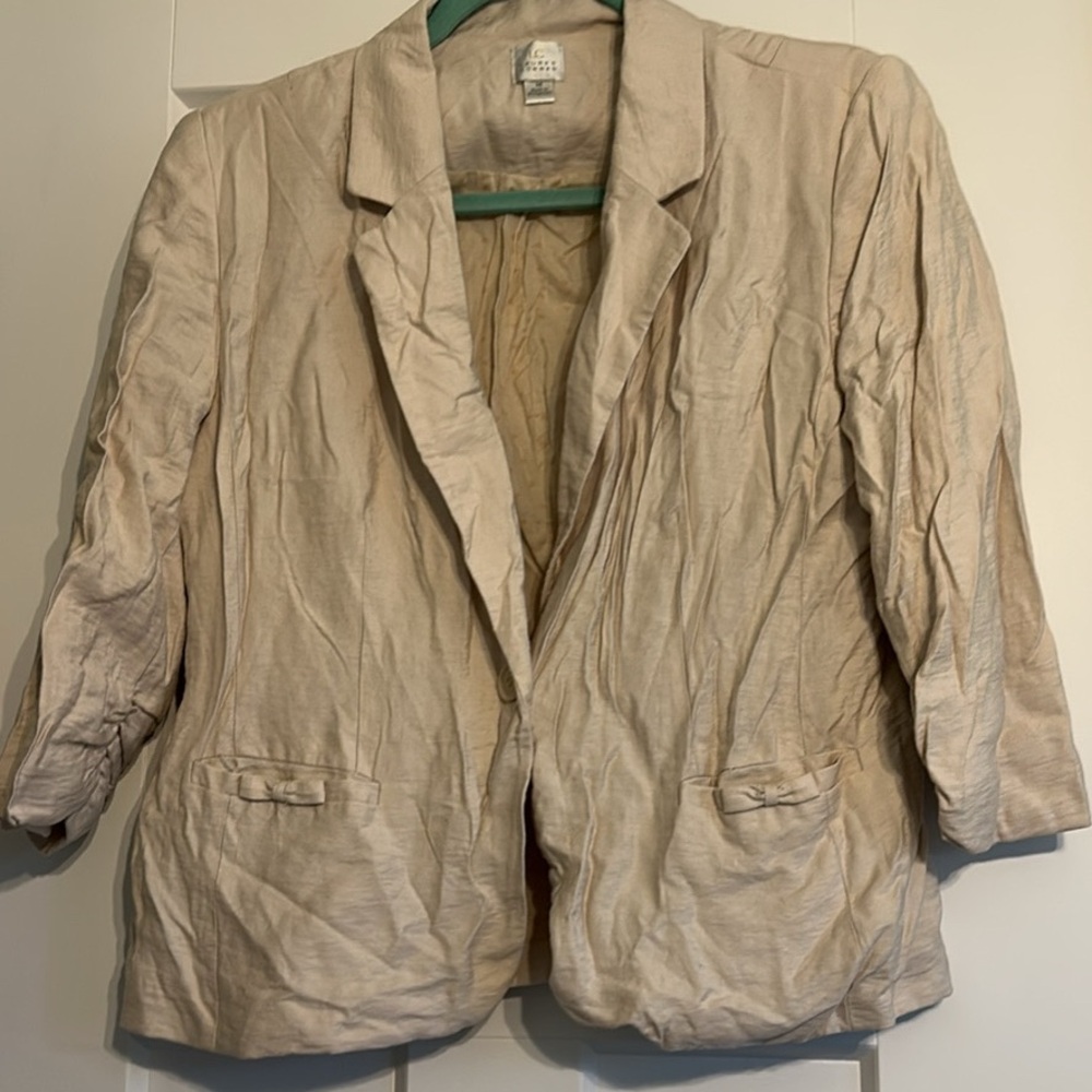 LC Lauren Conrad Light Beige Open-Front Blazer